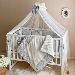 Set lenjerie Patut Copii Bebe 8 piese Classic Gri